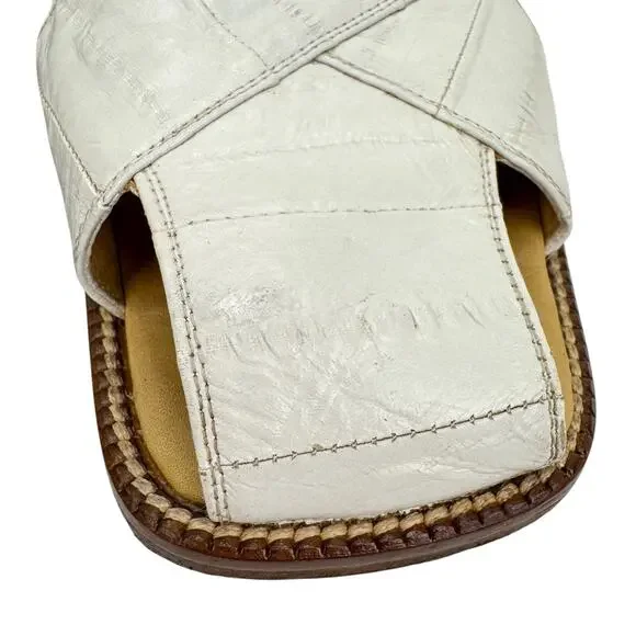 Studio Belvedere‎ White Eel Leather Slingback Sandals 9 Western Hand Made Unique - Picture 14 of 15